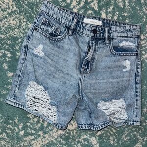 Hidden XS Blue Distressed Jean Shorts with Frayed Detailing